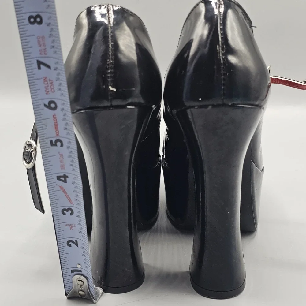 Mary Janes Black Platform Pump Chunky Heel Shoes Halloween Goth Grunge LRG 9/10